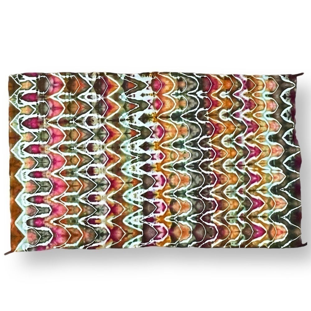 Hand tie dyed wall hanging flag tapestry in a 52x32" psychedelic earth large